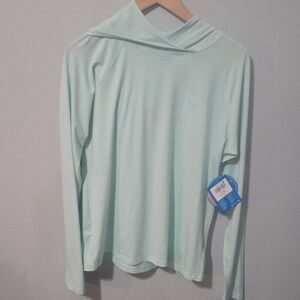 NWT Womens Columbia Teal Green  PFG Long Sleeve Hoodie SPF 40 In Size Large
